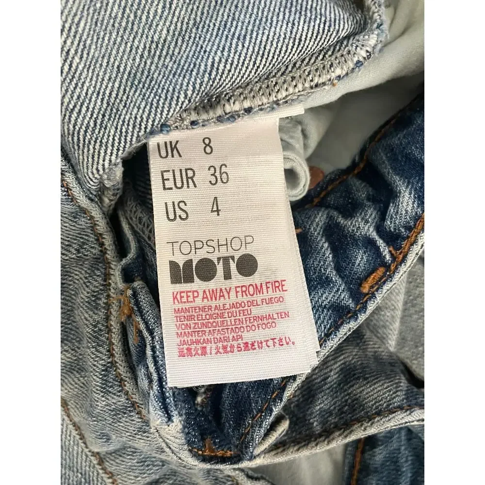 Topshop Womens Jean Shorts Size 4 Moto Ashley Button Fly Cut Off Denim Shorts